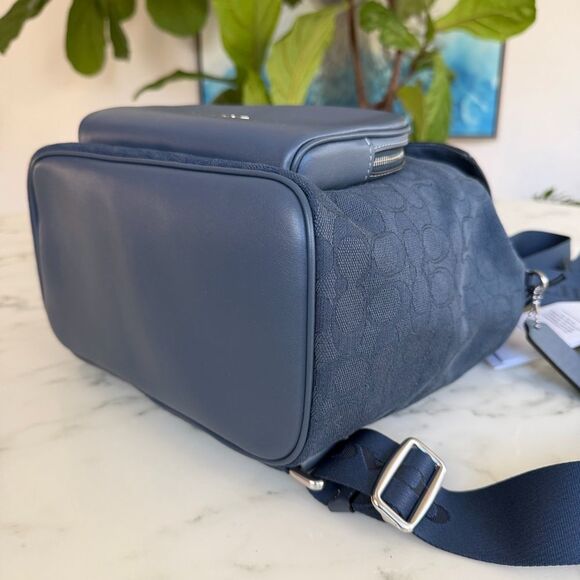 NWT COACH Pace Large Backpack In Signature Jacquard Blue Denim Silver CT812 main image 9